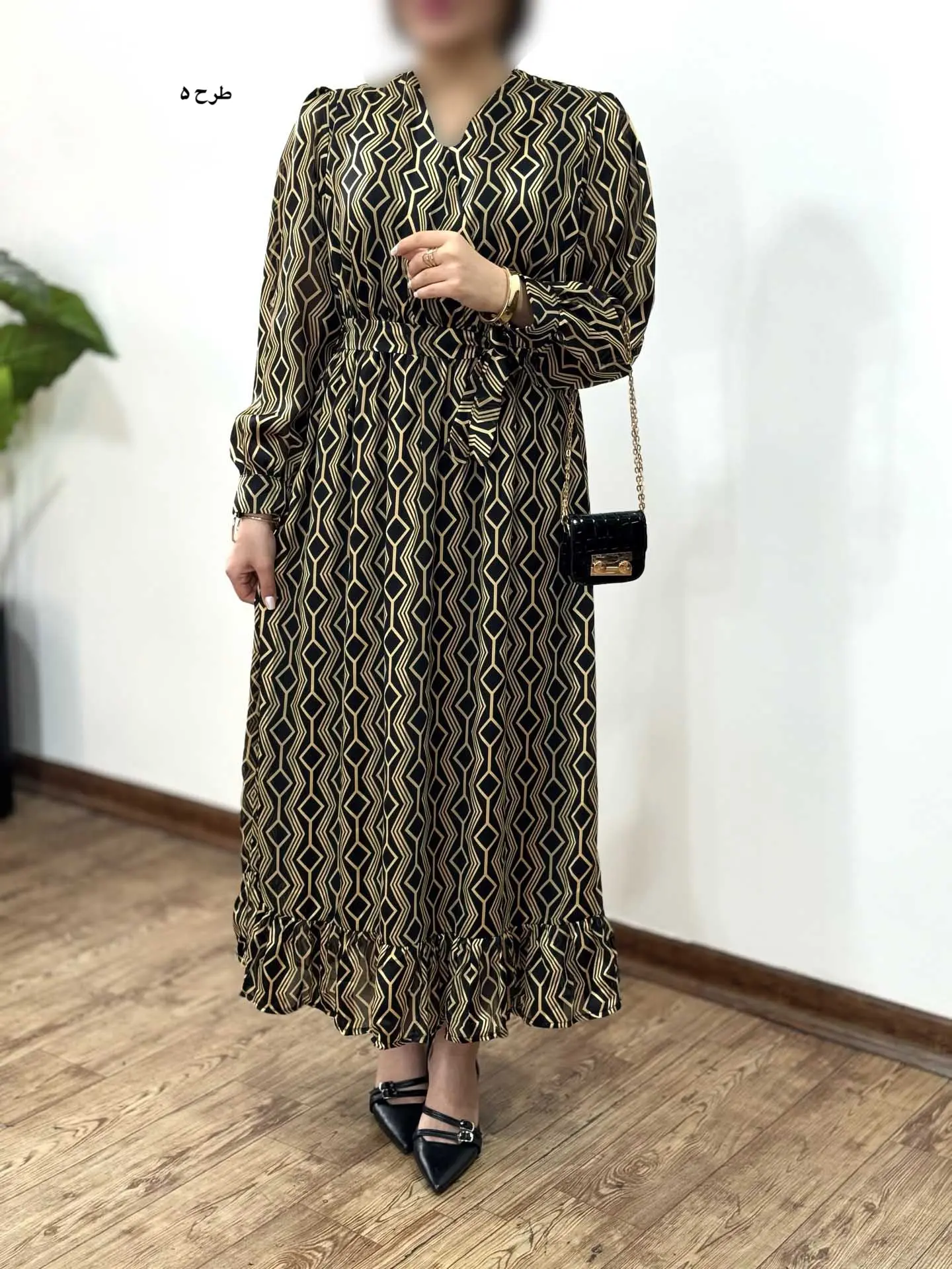 پیراهن بلند حریر آستردار آوا کد 4760